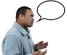 Man with a speech bubble representing a life plan helping you talk about what you want